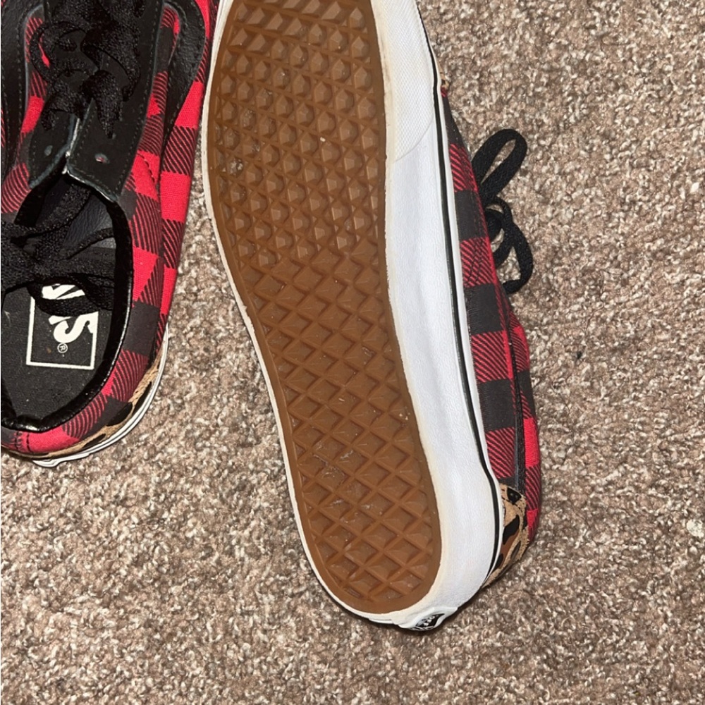 Red and Black Plaid Sneakers